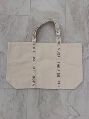 Vuori Cream Canvas Tote with Branded Strap